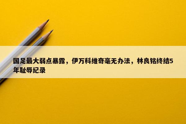 国足最大弱点暴露，伊万科维奇毫无办法，林良铭终结5年耻辱纪录