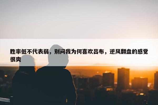 胜率低不代表弱，别问我为何喜欢吕布，逆风翻盘的感觉很爽