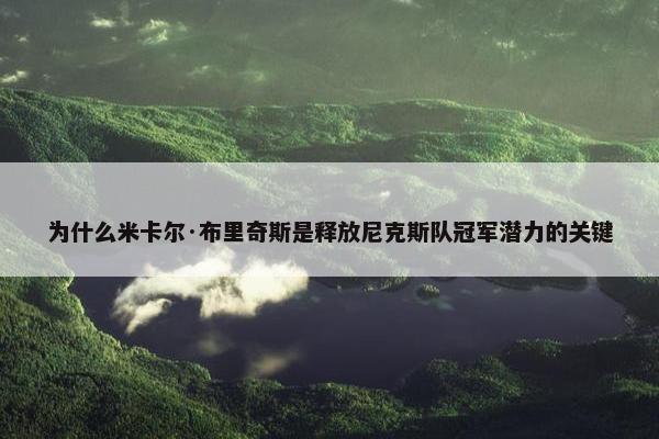 为什么米卡尔·布里奇斯是释放尼克斯队冠军潜力的关键