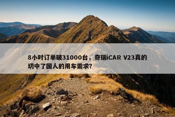 8小时订单破31000台，奇瑞iCAR V23真的切中了国人的用车需求？