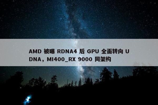 AMD 被曝 RDNA4 后 GPU 全面转向 UDNA，MI400_RX 9000 同架构