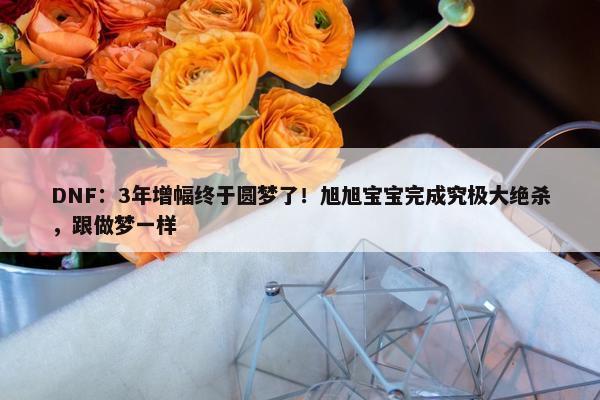 DNF：3年增幅终于圆梦了！旭旭宝宝完成究极大绝杀，跟做梦一样