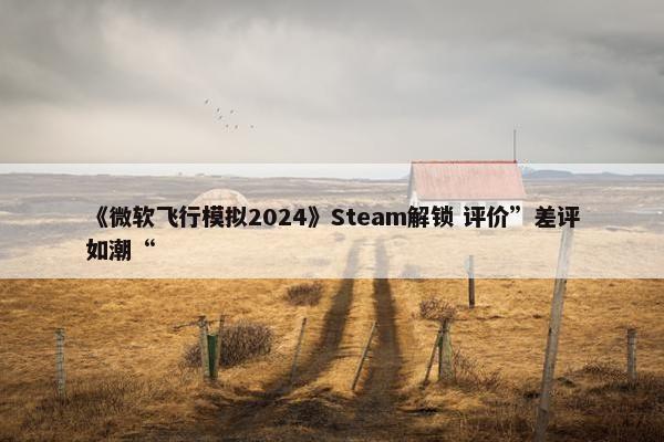 《微软飞行模拟2024》Steam解锁 评价”差评如潮“