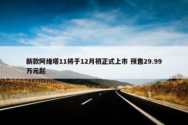 新款阿维塔11将于12月初正式上市 预售29.99万元起