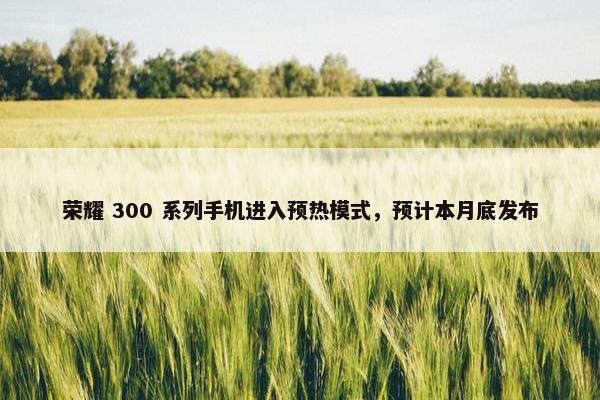 荣耀 300 系列手机进入预热模式，预计本月底发布