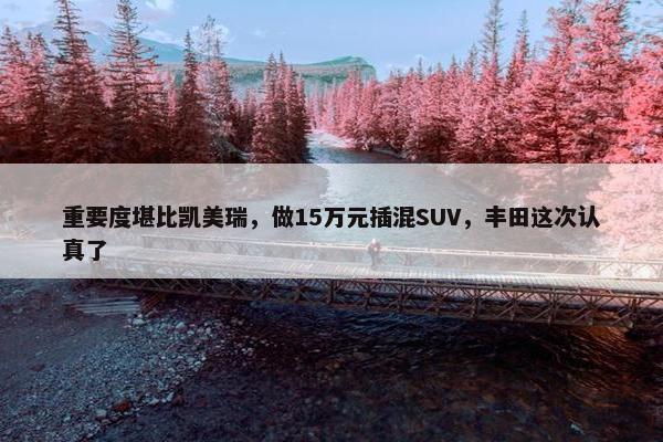 重要度堪比凯美瑞，做15万元插混SUV，丰田这次认真了