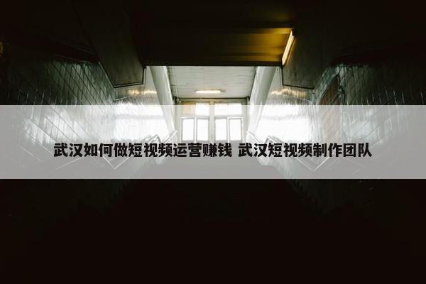 武汉如何做短视频运营赚钱 武汉短视频制作团队