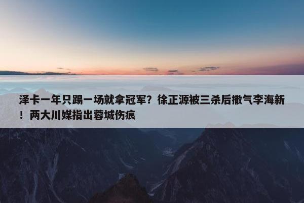 泽卡一年只踢一场就拿冠军？徐正源被三杀后撒气李海新！两大川媒指出蓉城伤痕