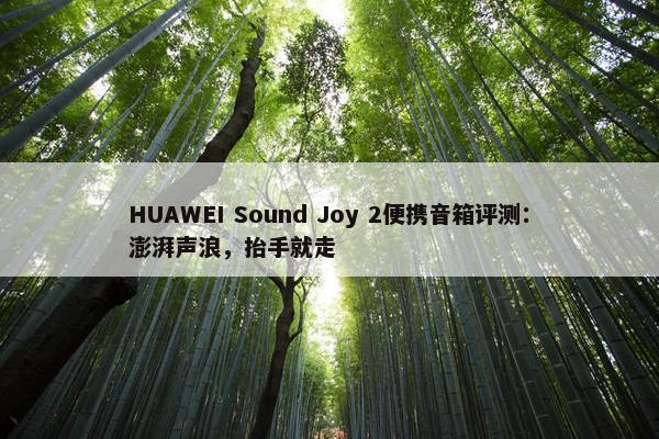 HUAWEI Sound Joy 2便携音箱评测：澎湃声浪，抬手就走