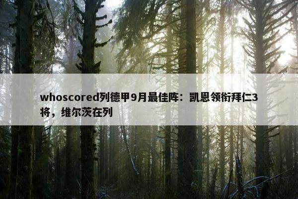 whoscored列德甲9月最佳阵：凯恩领衔拜仁3将，维尔茨在列