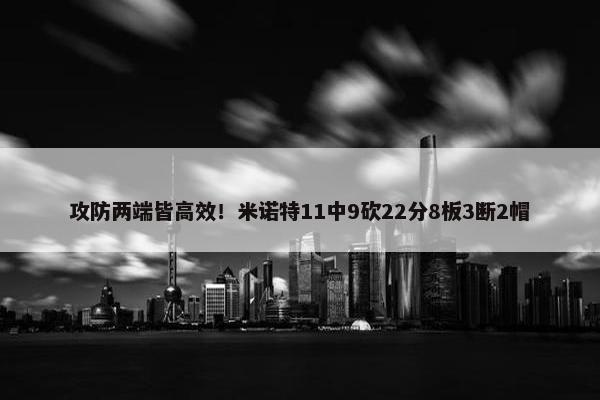 攻防两端皆高效！米诺特11中9砍22分8板3断2帽