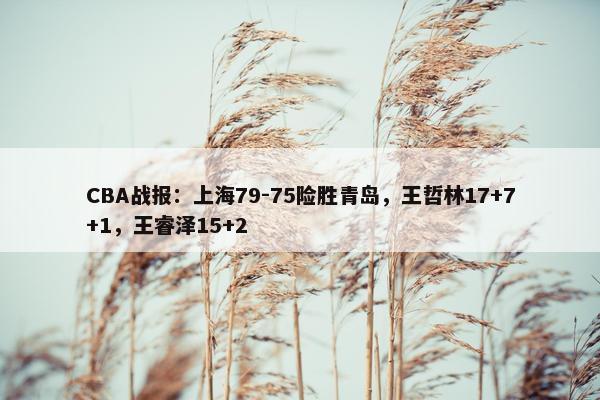 CBA战报：上海79-75险胜青岛，王哲林17+7+1，王睿泽15+2