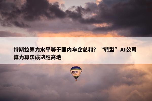 特斯拉算力水平等于国内车企总和？“转型”AI公司 算力算法成决胜高地