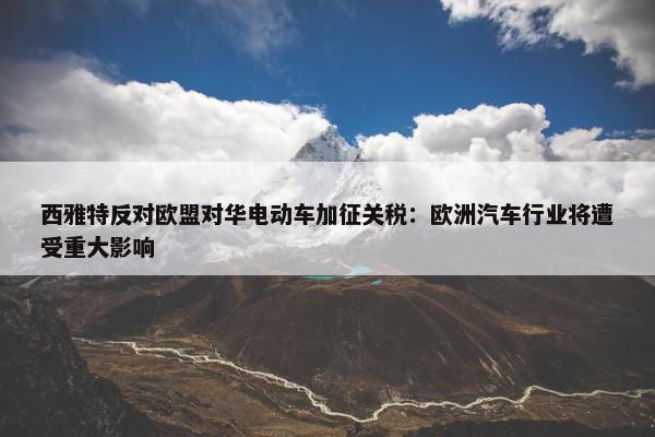 西雅特反对欧盟对华电动车加征关税：欧洲汽车行业将遭受重大影响