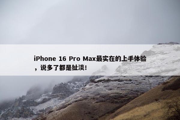 iPhone 16 Pro Max最实在的上手体验，说多了都是扯淡！