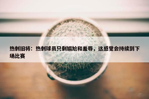 热刺旧将：热刺球员只剩尴尬和羞辱，这感觉会持续到下场比赛