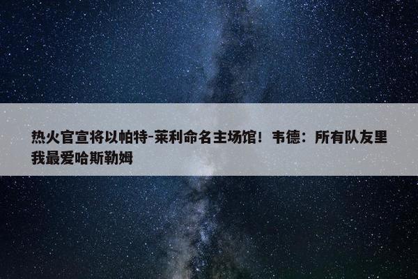 热火官宣将以帕特-莱利命名主场馆！韦德：所有队友里我最爱哈斯勒姆