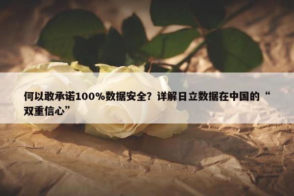 何以敢承诺100%数据安全？详解日立数据在中国的“双重信心”