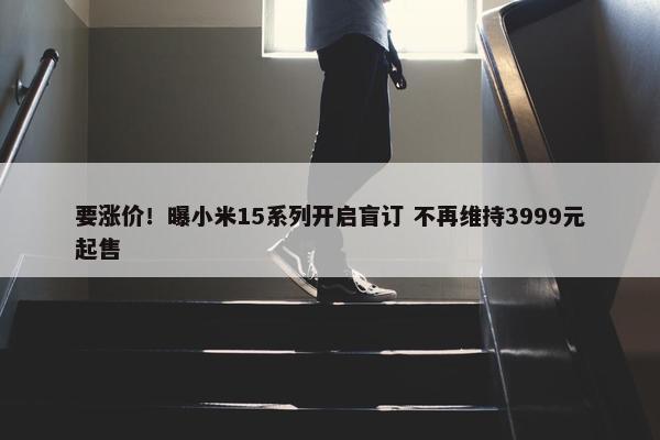 要涨价！曝小米15系列开启盲订 不再维持3999元起售