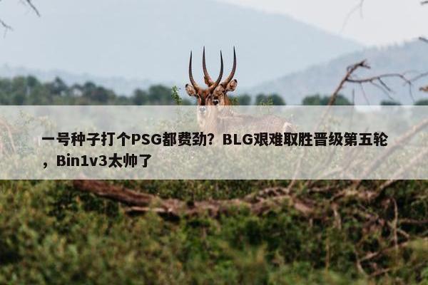 一号种子打个PSG都费劲？BLG艰难取胜晋级第五轮，Bin1v3太帅了