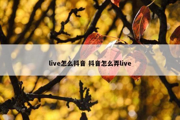 live怎么抖音 抖音怎么弄live