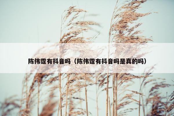 陈伟霆有抖音吗（陈伟霆有抖音吗是真的吗）