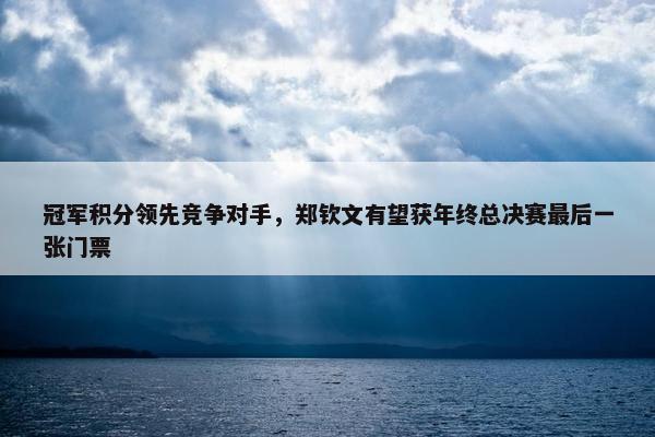 冠军积分领先竞争对手，郑钦文有望获年终总决赛最后一张门票