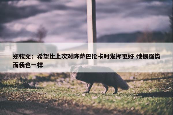 郑钦文：希望比上次对阵萨巴伦卡时发挥更好 她很强势而我也一样