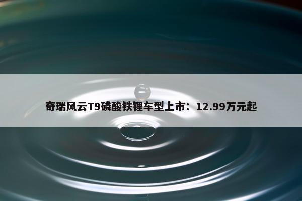 奇瑞风云T9磷酸铁锂车型上市：12.99万元起