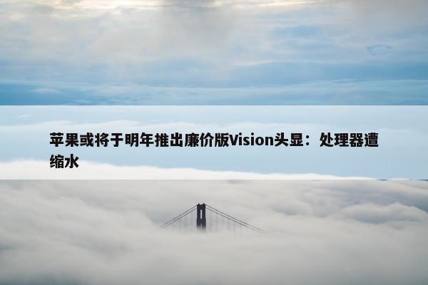 苹果或将于明年推出廉价版Vision头显：处理器遭缩水