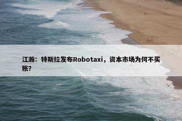 江瀚：特斯拉发布Robotaxi，资本市场为何不买账？