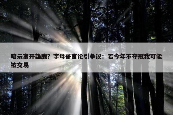 暗示离开雄鹿？字母哥言论引争议：若今年不夺冠我可能被交易