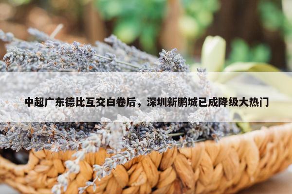 中超广东德比互交白卷后，深圳新鹏城已成降级大热门