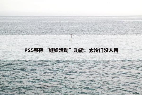 PS5移除“继续活动”功能：太冷门没人用