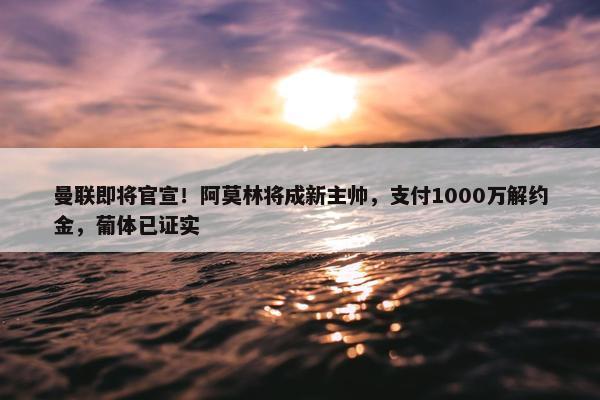 曼联即将官宣！阿莫林将成新主帅，支付1000万解约金，葡体已证实