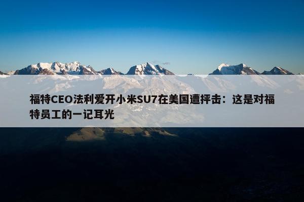 福特CEO法利爱开小米SU7在美国遭抨击：这是对福特员工的一记耳光