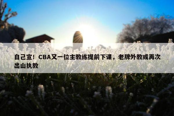 自己宣！CBA又一位主教练提前下课，老牌外教或再次出山执教