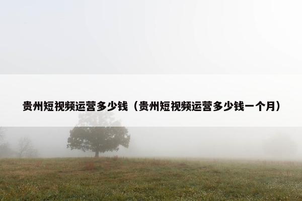 贵州短视频运营多少钱（贵州短视频运营多少钱一个月）