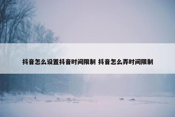 抖音怎么设置抖音时间限制 抖音怎么弄时间限制