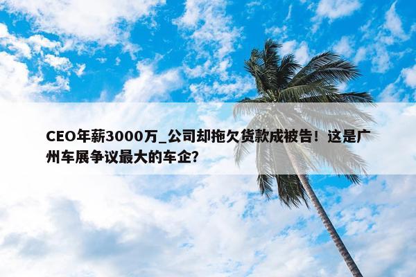 CEO年薪3000万_公司却拖欠货款成被告！这是广州车展争议最大的车企？