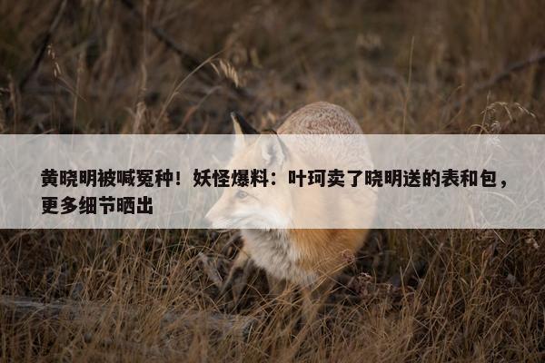 黄晓明被喊冤种！妖怪爆料：叶珂卖了晓明送的表和包，更多细节晒出