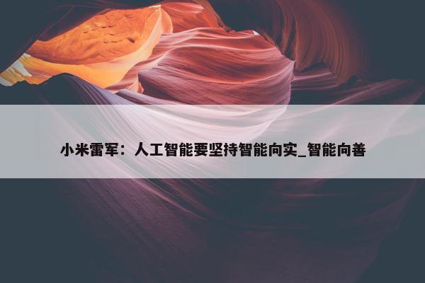 小米雷军：人工智能要坚持智能向实_智能向善