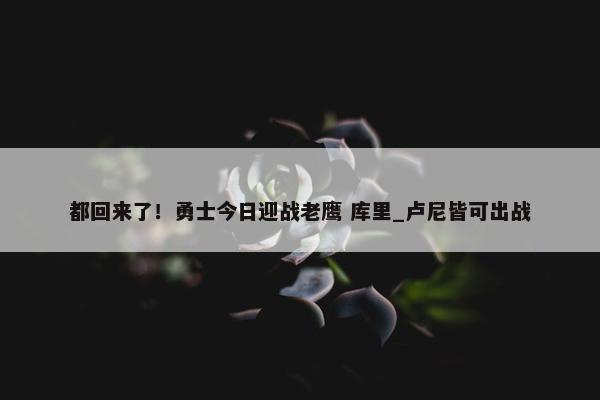 都回来了！勇士今日迎战老鹰 库里_卢尼皆可出战