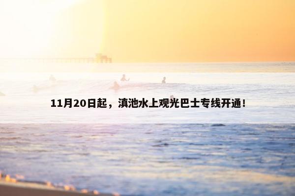 11月20日起，滇池水上观光巴士专线开通！