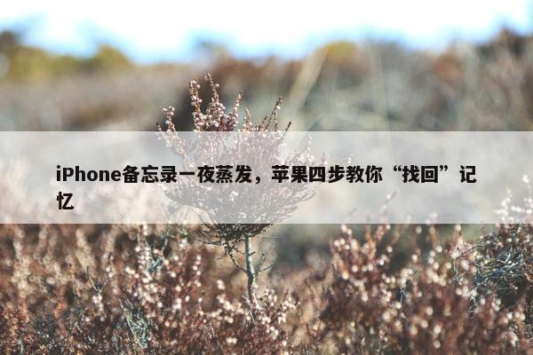 iPhone备忘录一夜蒸发，苹果四步教你“找回”记忆