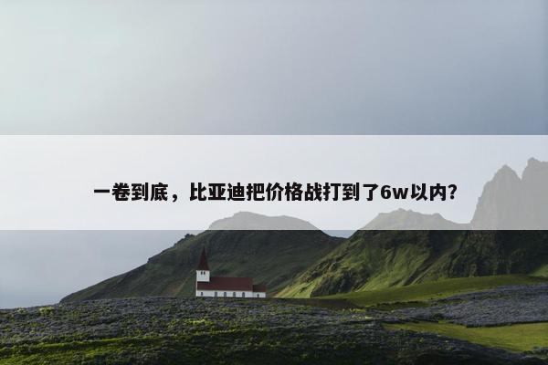 一卷到底，比亚迪把价格战打到了6w以内？