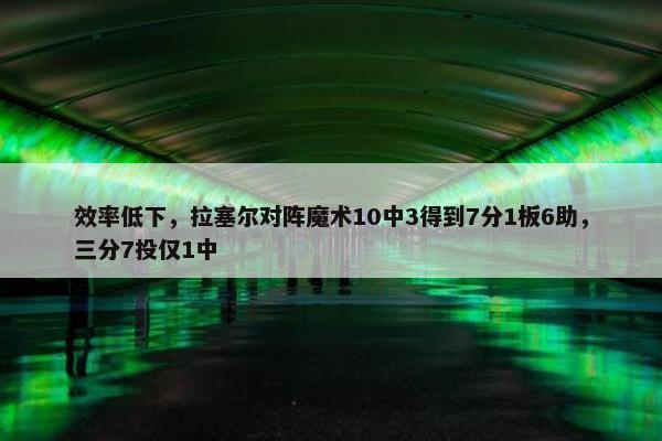 效率低下，拉塞尔对阵魔术10中3得到7分1板6助，三分7投仅1中