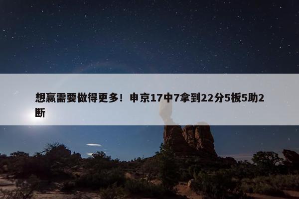 想赢需要做得更多！申京17中7拿到22分5板5助2断