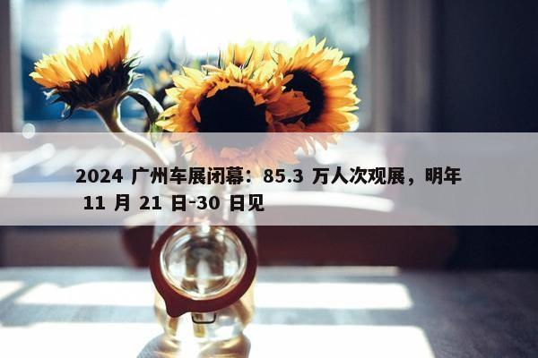 2024 广州车展闭幕：85.3 万人次观展，明年 11 月 21 日-30 日见