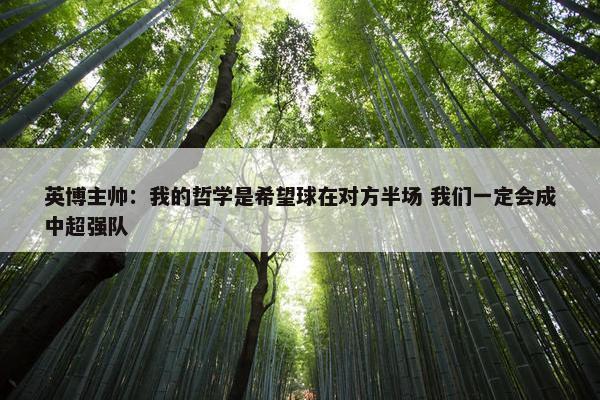 英博主帅：我的哲学是希望球在对方半场 我们一定会成中超强队